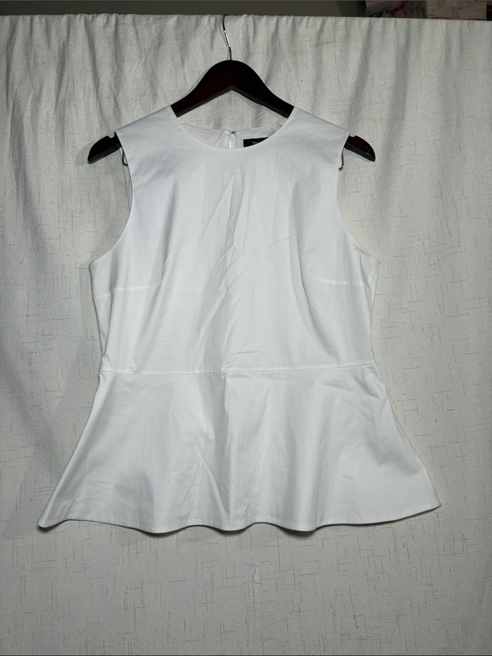 Theory White Sleeveless Peplum Blouse